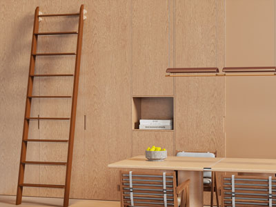 现代可移动实木梯子