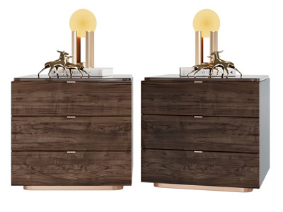 现代实木床头柜 摆件组合