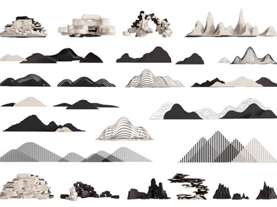 新中式石头 山脉雕塑雕刻3d模型 新中式石头 山脉雕塑雕刻
