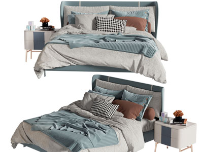 现代轻奢双人床 床头柜