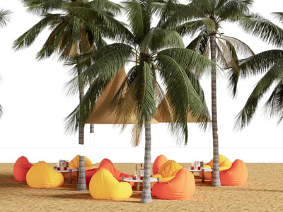 现代椰子树 懒人沙发美陈 户外装置