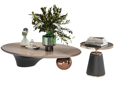 现代椭圆形茶几3d模型 现代椭圆形茶几