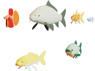 现代卡通鱼群 墙饰挂件