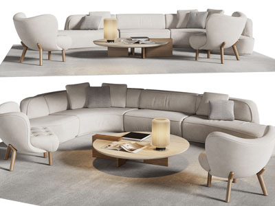 现代转角多人沙发 休闲椅子和茶几组合