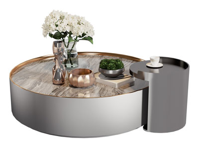 现代轻奢圆形拼接茶几3d模型 现代轻奢圆形拼接茶几