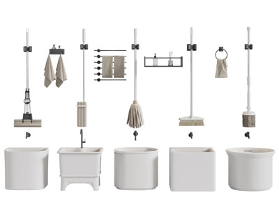 现代拖把池 拖把 毛巾架