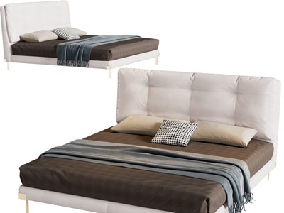 现代布艺双人床