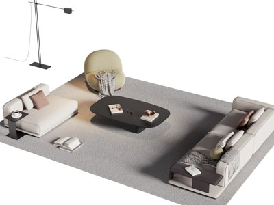 现代多人沙发 茶几组合