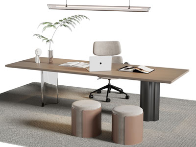 现代书桌椅组合3d模型 现代书桌椅组合