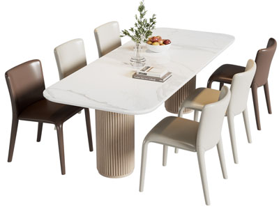现代大理石餐桌椅组合