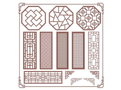 新中式镂花窗 花格 挂落 窗格