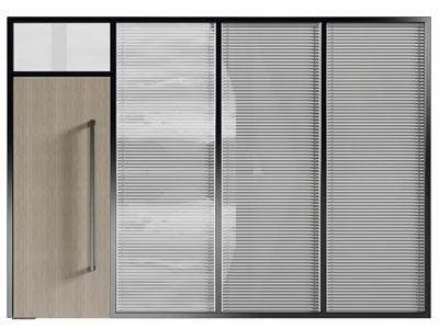 现代办公隔断 平开门