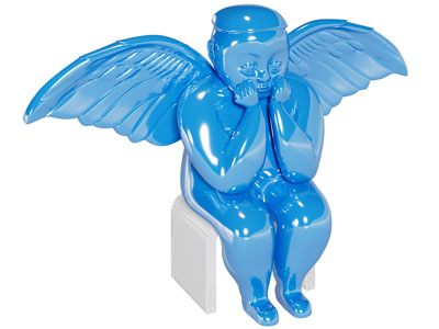 现代坐在凳子上的天使雕塑雕刻3d模型 现代坐在凳子上的天使雕塑雕刻