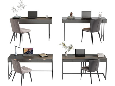 现代书桌椅组合3d模型 现代书桌椅组合