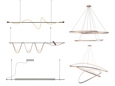 现代金属线条吊灯