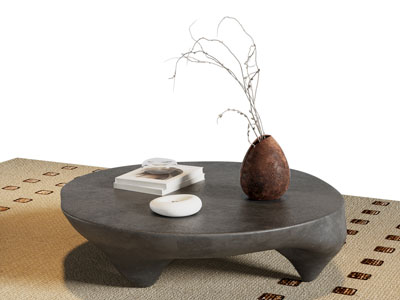 侘寂风圆形茶几3d模型 侘寂风圆形茶几