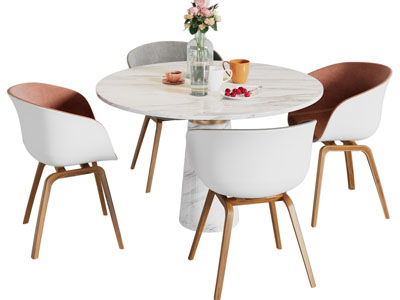 现代圆形餐桌椅组合