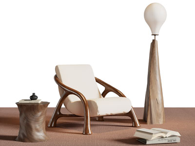 侘寂风休闲椅子 落地灯