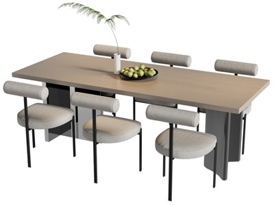 现代长方形餐桌椅组合