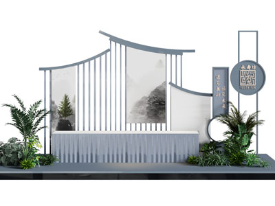 新中式水景景墙指示牌 路标