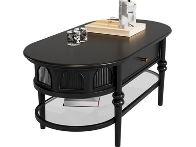 法式实木椭圆形茶几3d模型 法式实木椭圆形茶几