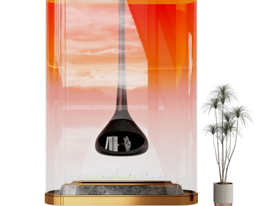 现代渐变玻璃壁炉火炉屏风端景墙