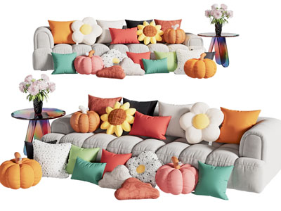 现代布艺沙发 花朵南瓜造的靠垫抱枕