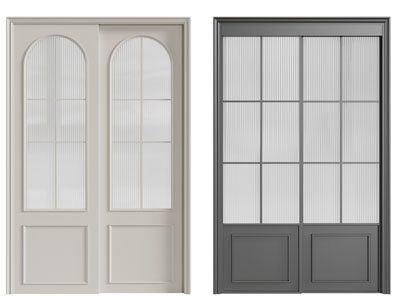 简欧玻璃双开门 推拉门