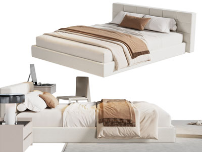 现代奶油风双人床