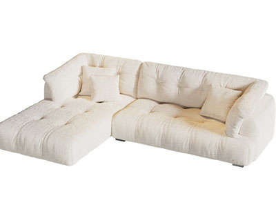 现代奶油风转角多人沙发