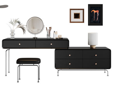 现代黑色化妆 梳妆台