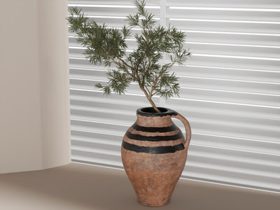 现代陶艺花瓶树枝摆件组合