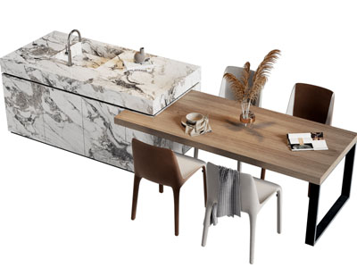 现代吧台餐桌椅组合