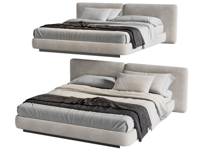 现代布艺双人床