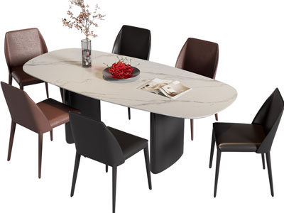 现代大理石餐桌椅组合