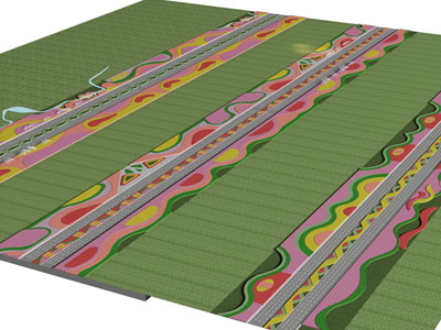 现代道路 景观花海道路