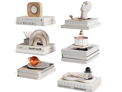 现代书本 烛台摆件组合