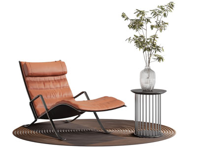 现代休闲椅子 边几