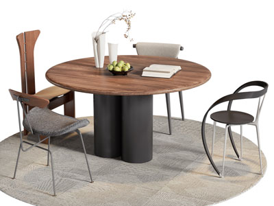 现代圆形餐桌椅组合