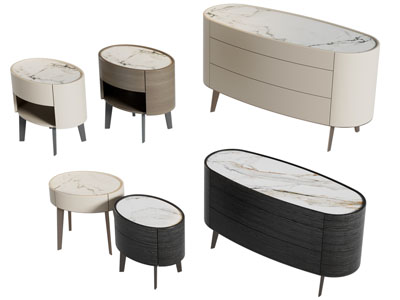 现代椭圆形床头柜