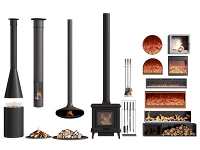 现代金属壁炉火炉