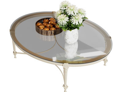 简欧椭圆形玻璃茶几3d模型 简欧椭圆形玻璃茶几