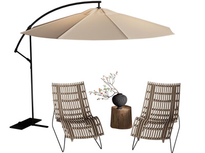 现代遮阳伞 户外休闲椅子 边几