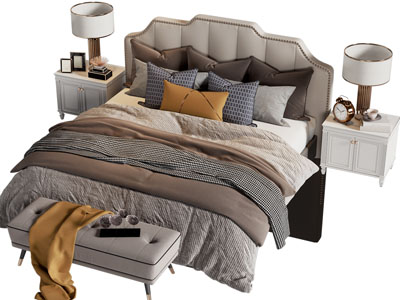 简欧双人床 床头柜