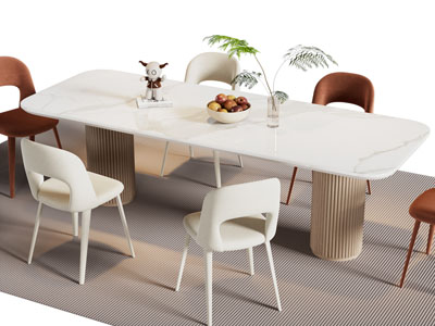 现代长方形餐桌椅组合