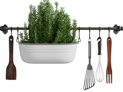 北欧挂架上的厨具 盆景盆栽