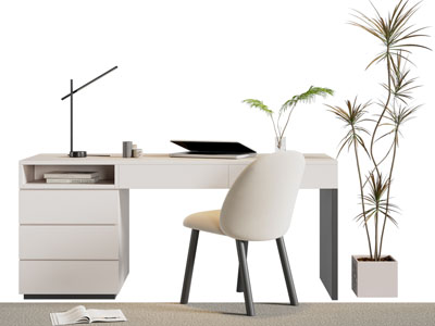 现代书桌椅组合3d模型 现代书桌椅组合