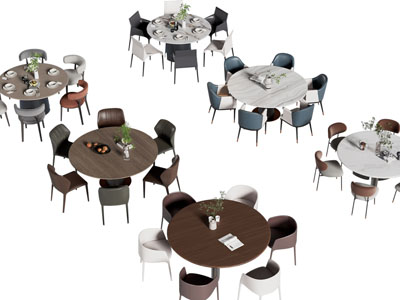 现代圆形餐桌椅组合