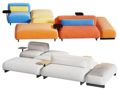 现代多彩双向多人沙发