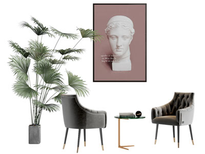 现代休闲椅子 边几